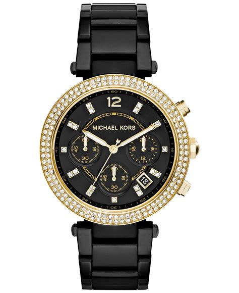 michael kors black watch for women|Michael Kors black diamond watch.